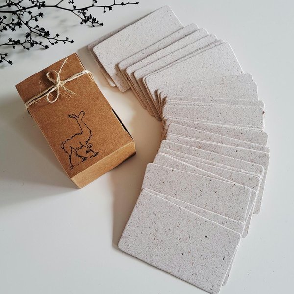 50 Llama Poo Paper Blank Business Cards, Hand-made Recycled 2 x 3.5 Inch